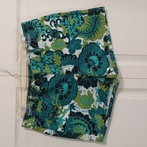 Ann Taylor floral print flat front shorts - 4 - blues & greens